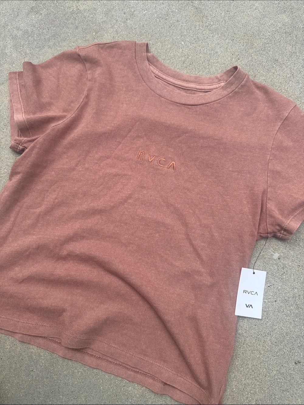 RVCA Girls Dusty Rose Short Sleeve Logo Tee